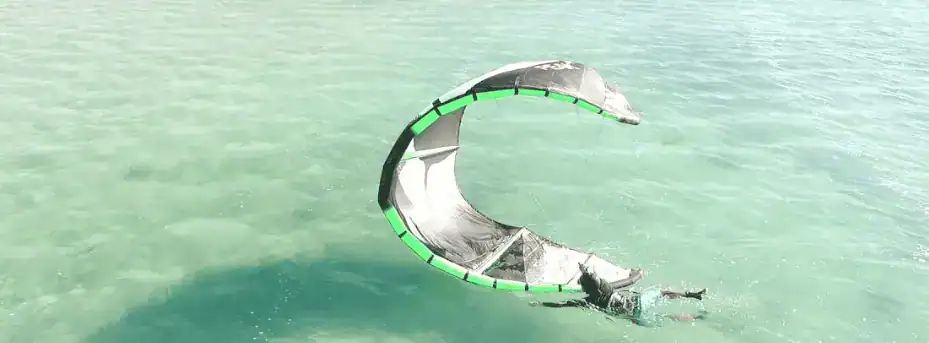 Technical diagram of a kitesurfing self rescue guide sailing position